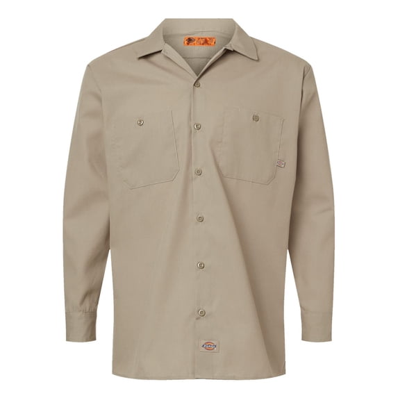 Dickies Men's Long Sleeve Industrial Wrinkle Resistant Work Shirt Desert Sand XL
