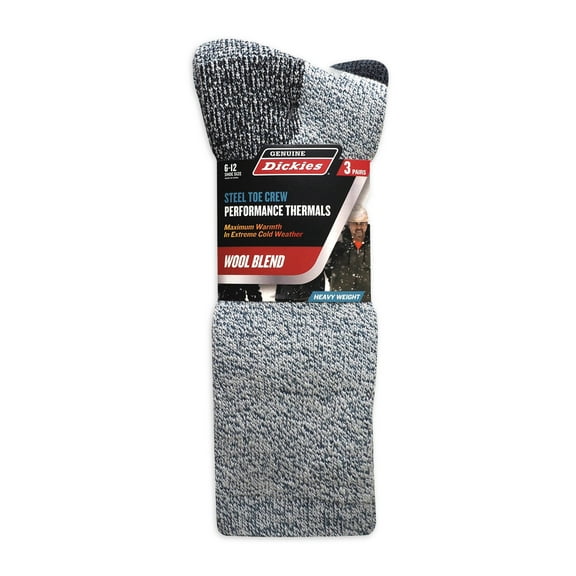 Genuine Dickies Men's Wool Thermal Crew Sock, 3 Pack, Shoe Size 6-12