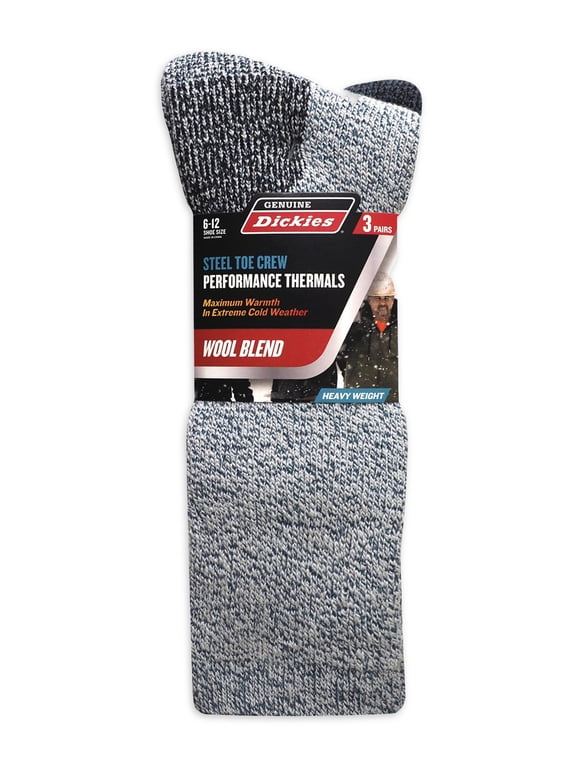 Genuine Dickies Men's Wool Thermal Crew Socks 3-Pack, Shoe Size 6-12