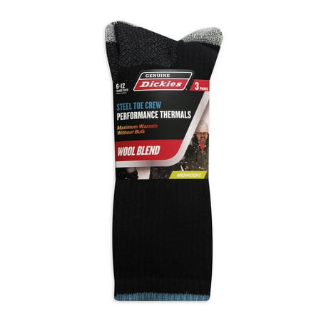Genuine Dickies Midweight Wool Thermal Crew, 3 Pack, Shoe Size 6-12