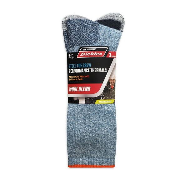 Genuine Dickies Midweight Wool Thermal Crew, 3 Pack, Shoe Size 6-12