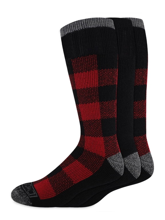 Genuine Dickies Wool Buffalo Plaid Thermal Crew, 3 Pack, Shoe Size 6-12