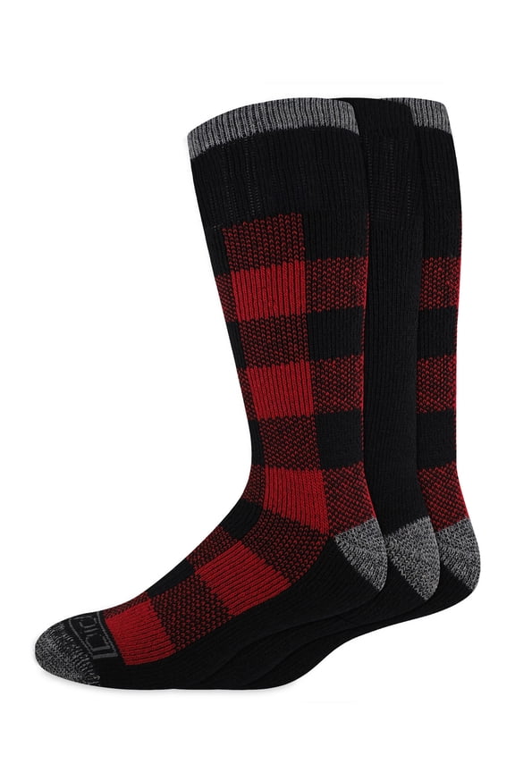 Genuine Dickies Wool Buffalo Plaid Thermal Crew, 3 Pack, Shoe Size 6-12