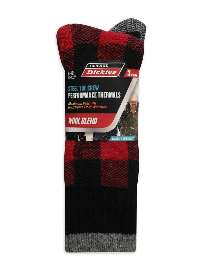 Genuine Dickies Wool Buffalo Plaid Thermal Crew, Pack, Shoe Size