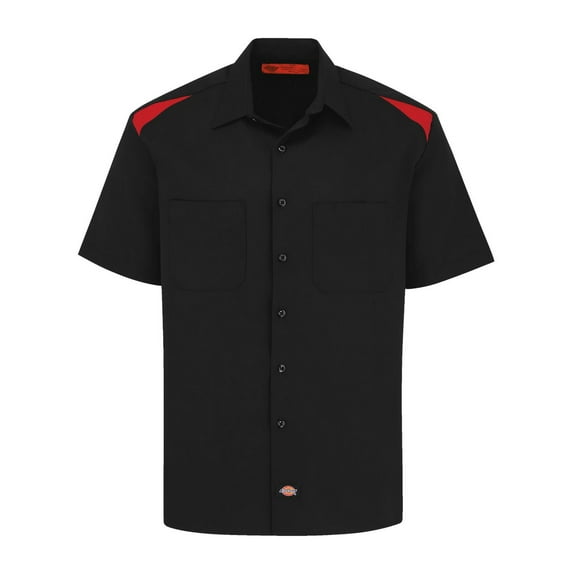 Dickies Men's Short Sleeve Performance Shop Shirt Black English Red S