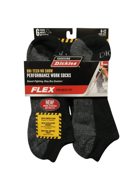 Dickies Solid Print No-Show Breathable Socks (Men's) 6 Pack