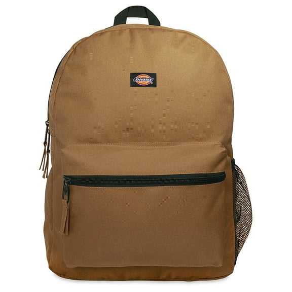 Dickies Student Backpack Padded Shoulder Straps Zip Polyester Book Bag Brown Duck