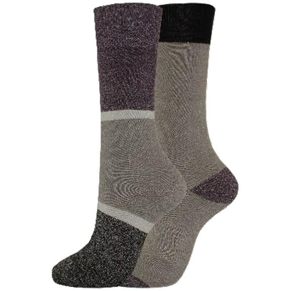 Dickies Women's 2 pairs Charcoal Fiber Color Block Thermal Crew Socks, Sizes 6-9, Charcoal