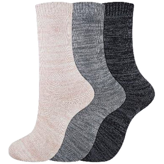 Dickies Women's 3 pairs Soft Marl Random Feed Crew Socks, Sizes 6-9, Silver Pink