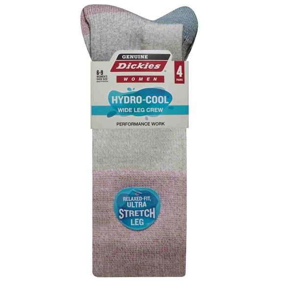 Dickies Women's 4 Pack HYDRO-COOL™ Wide Calf Crew Socks