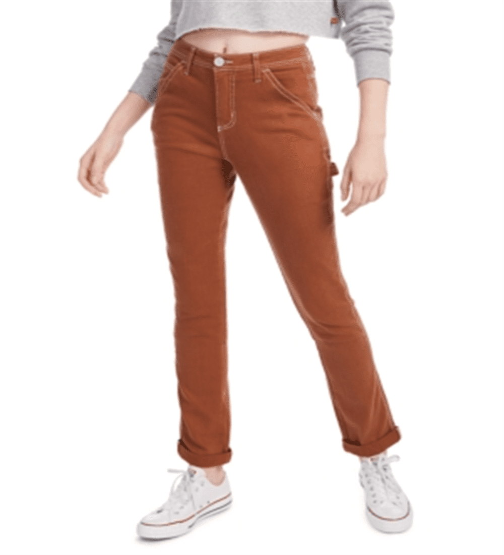 Dickies Women's Contrast Stitch Cotton Jeans Brown Size 15