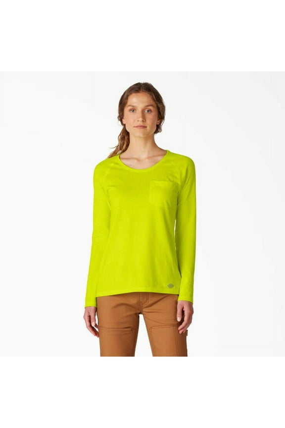 Women's Cooling Long Sleeve Pocket T-Shirt, Bright Yellow, M