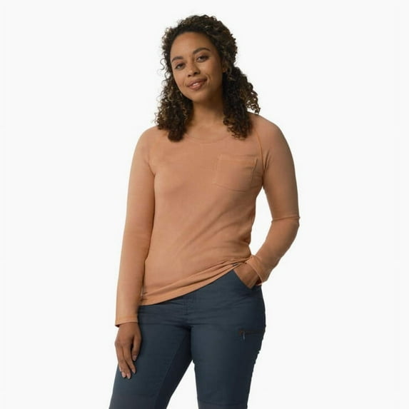 Dickies Women's Cooling Long Sleeve Pocket T-Shirt, Cork Single Dye Heather, 2XL