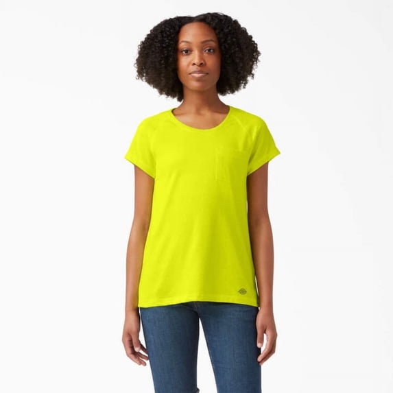 Dickies Women's Cooling Short Sleeve Pocket T-Shirt, Bright Yellow, S