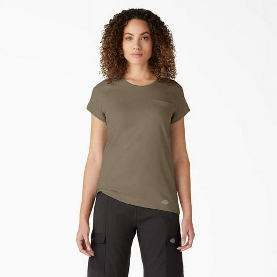 Dickies Women's Cooling Short Sleeve Pocket T-Shirt, Military Green Heather, XL