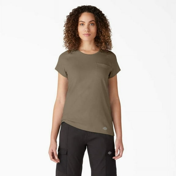 Dickies Women's Cooling Short Sleeve Pocket T-Shirt, Military Green Heather, XS