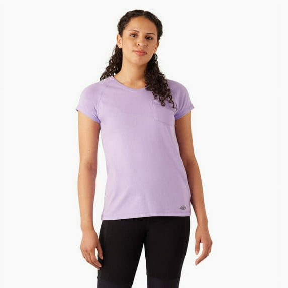 Dickies Women's Cooling Short Sleeve Pocket T-Shirt, Purple Rose, L