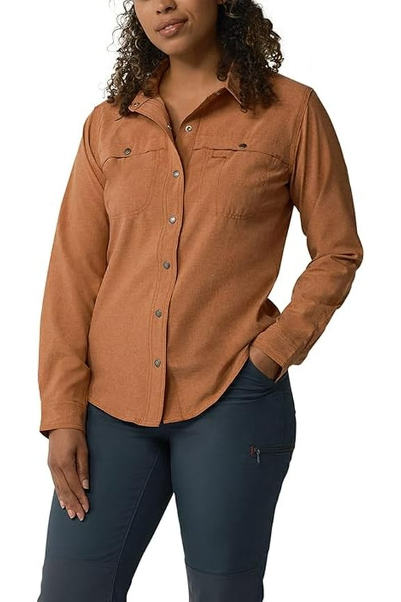 Women's Cooling Work Shirt, Copper Heather, Size Small, UPF 40+, Moisture-Wicking