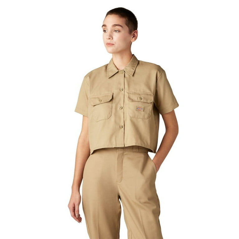 『TEN WORK SHIRT KHAKI S』 Dickies Women's Cropped Work Shirt, Khaki, S - Walmart.com