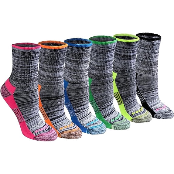 Dickies Women's Dri-Tech Mid Crew Socks, Sizes 6-9,Htr. W Blue