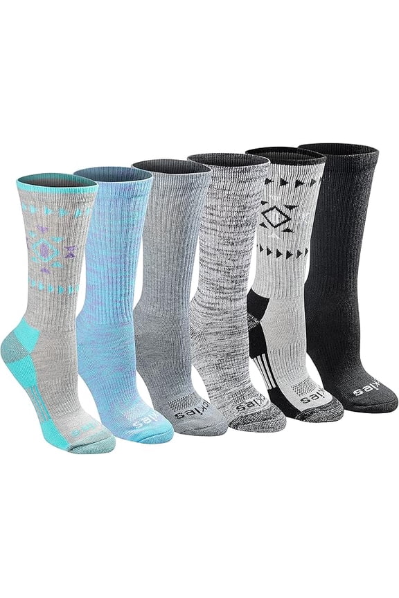 Women's Dri-Tech Moisture Control Aztec Crew Socks, Sizes 6-9, Black