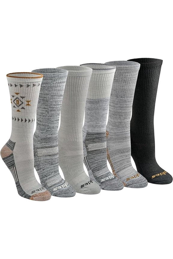 Women's Dri-Tech Moisture Control Aztec Crew Socks, Sizes 6-9, Charcoal