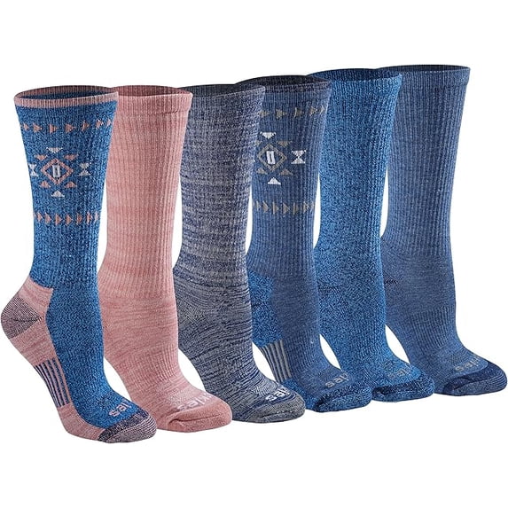 Dickies Women's Dri-Tech Moisture Control Aztec Crew Socks, Sizes 6-9, Navy