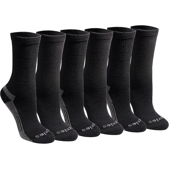 Dickies Women's Dri-Tech Moisture Control Crew Socks, Sizes 6-9,Black Solid