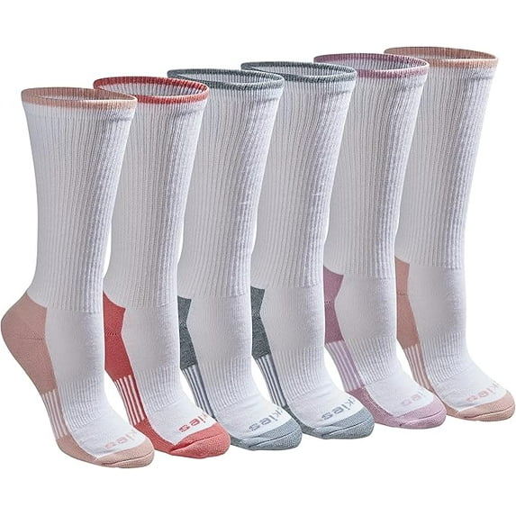 Dickies Women's Dri-Tech Moisture Control Crew Socks, Sizes 6-9, Wht/Rose