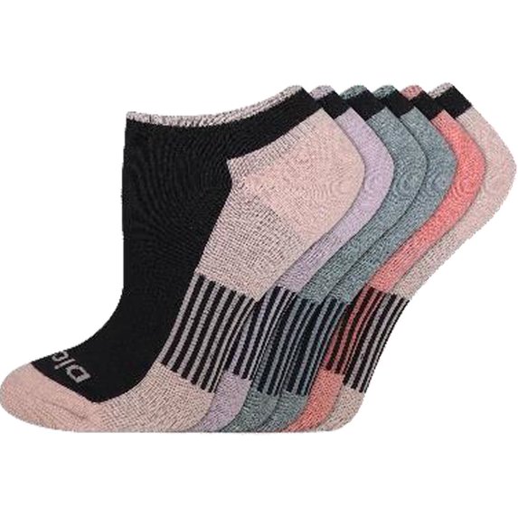 Dickies Women's Dri-Tech Moisture Control No Show Socks, Sizes 6-9,Black w/ Rose