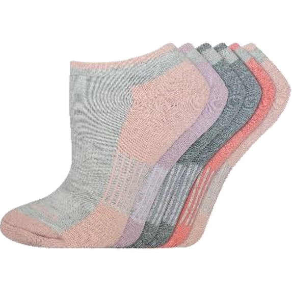 Dickies Women's Dri-Tech Moisture Control No Show Socks, Sizes 6-9,Grey w/ Rose