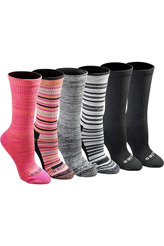 Women's Dri-Tech Moisture Control Striped Asst Socks, Sizes 6-9, Black