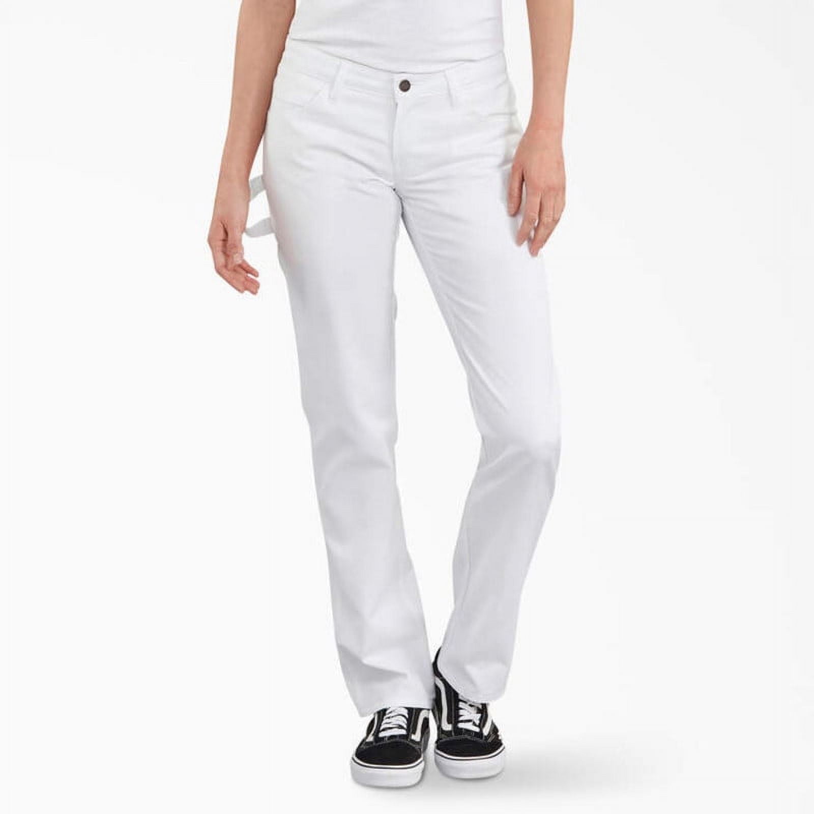 Dickies Women's FLEX Relaxed Fit Carpenter Painter's Pants, White, 10