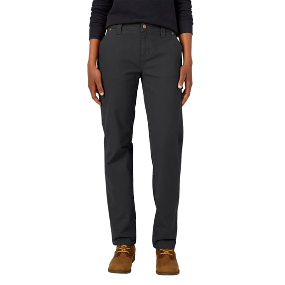 Dickies Women's FLEX Relaxed Straight Fit Duck Carpenter Pants, Rinsed Black, 12
