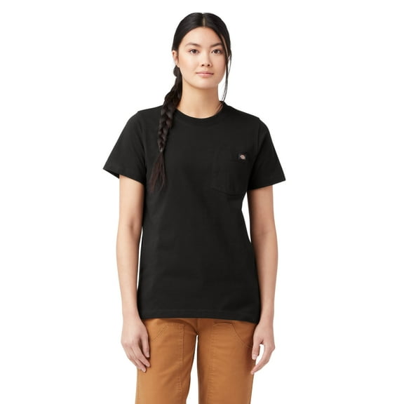 Dickies Women's Heavyweight Short Sleeve Pocket T-Shirt, Black, Large