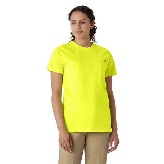 Dickies Women's Heavyweight Short Sleeve Pocket T-Shirt, Bright Yellow, XX-Large