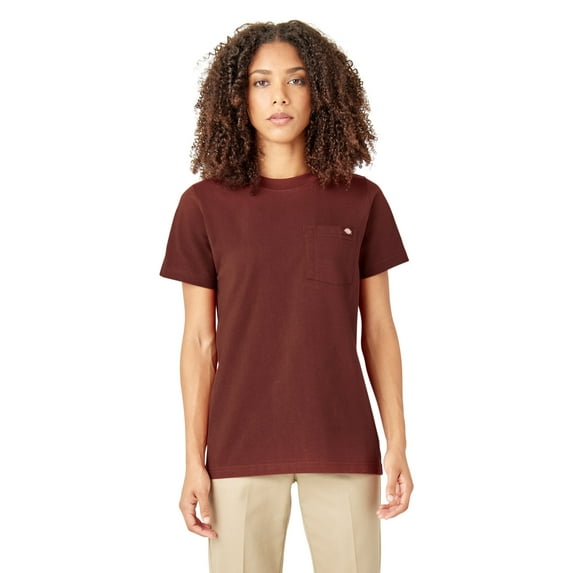 Dickies Women's Heavyweight Short Sleeve Pocket T-Shirt, Fired Brick, X-Large