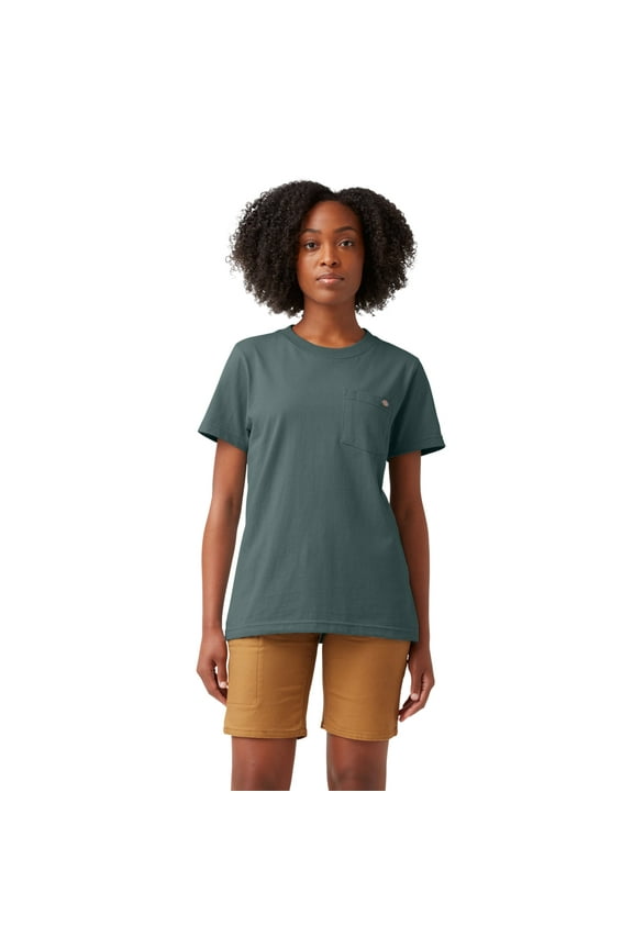 Women's Heavyweight Short Sleeve Pocket T-Shirt, Lincoln Green, Large