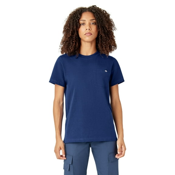 Dickies Women's Heavyweight Short Sleeve Pocket T-Shirt, Surf Blue, X-Small