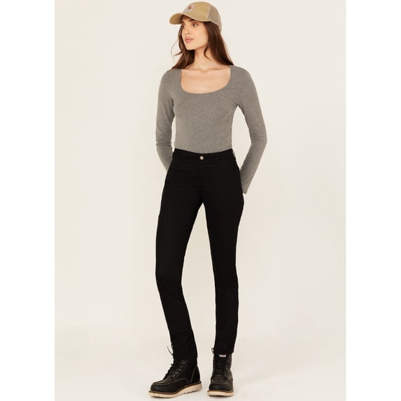 Dickies Women's Mid Rise Skinny Stretch Twill Work Pants - A85XRBLK 26 REG