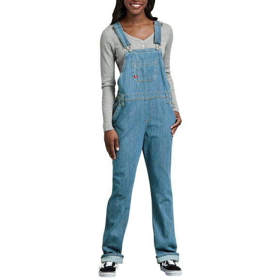 Dickies Women's Relaxed Fit Bib Overalls with Adjustable Straps, Functional Pockets, and Durable Cotton Denim for Work or Casual Wear