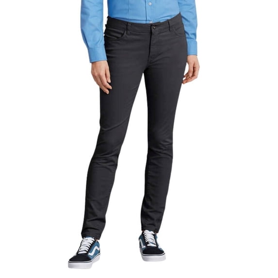 Dickies Women's Perfect Shape Skinny Fit Pants, Rinsed Black, 4