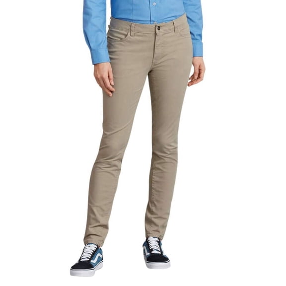 Dickies Women's Perfect Shape Skinny Fit Pants, Rinsed Oxford Stone, 2