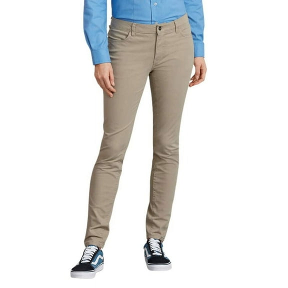 Dickies Women's Perfect Shape Skinny Fit Pants, Rinsed Oxford Stone, 8