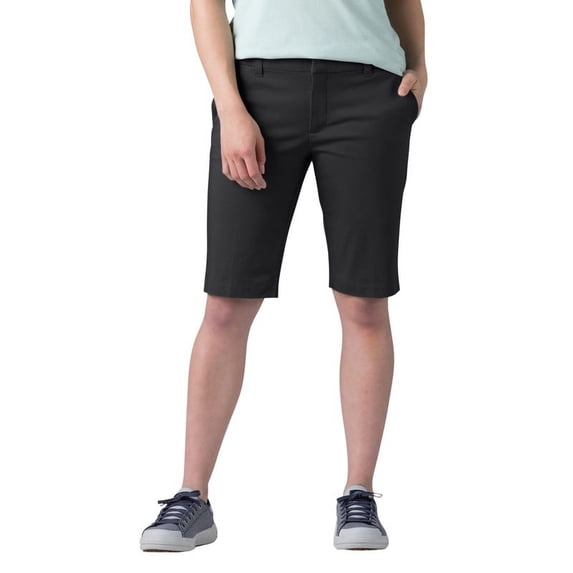 Dickies Women's Perfect Shape Straight Fit Bermuda Shorts 11", Rinsed Black, 8