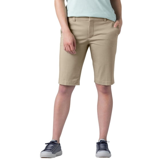 Dickies Women's Perfect Shape Straight Fit Bermuda Shorts 11", Rinsed Oxford Stone, 12
