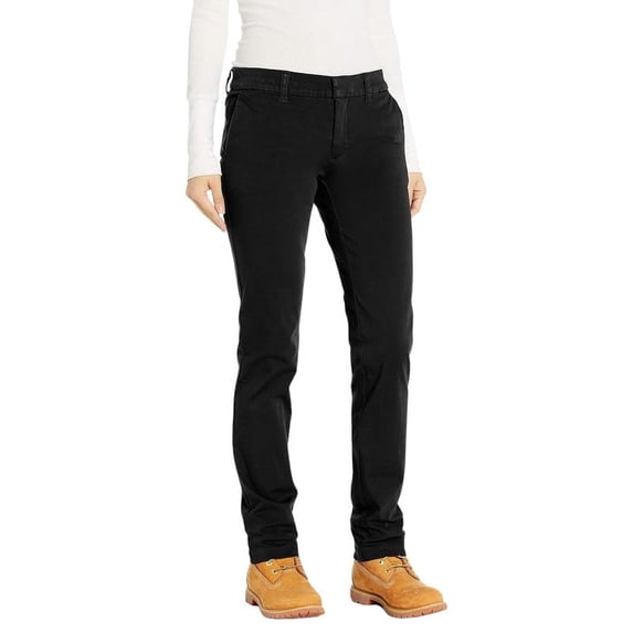 Dickies Women's Perfect Shape Straight Fit Pants, Rinsed Black, 10
