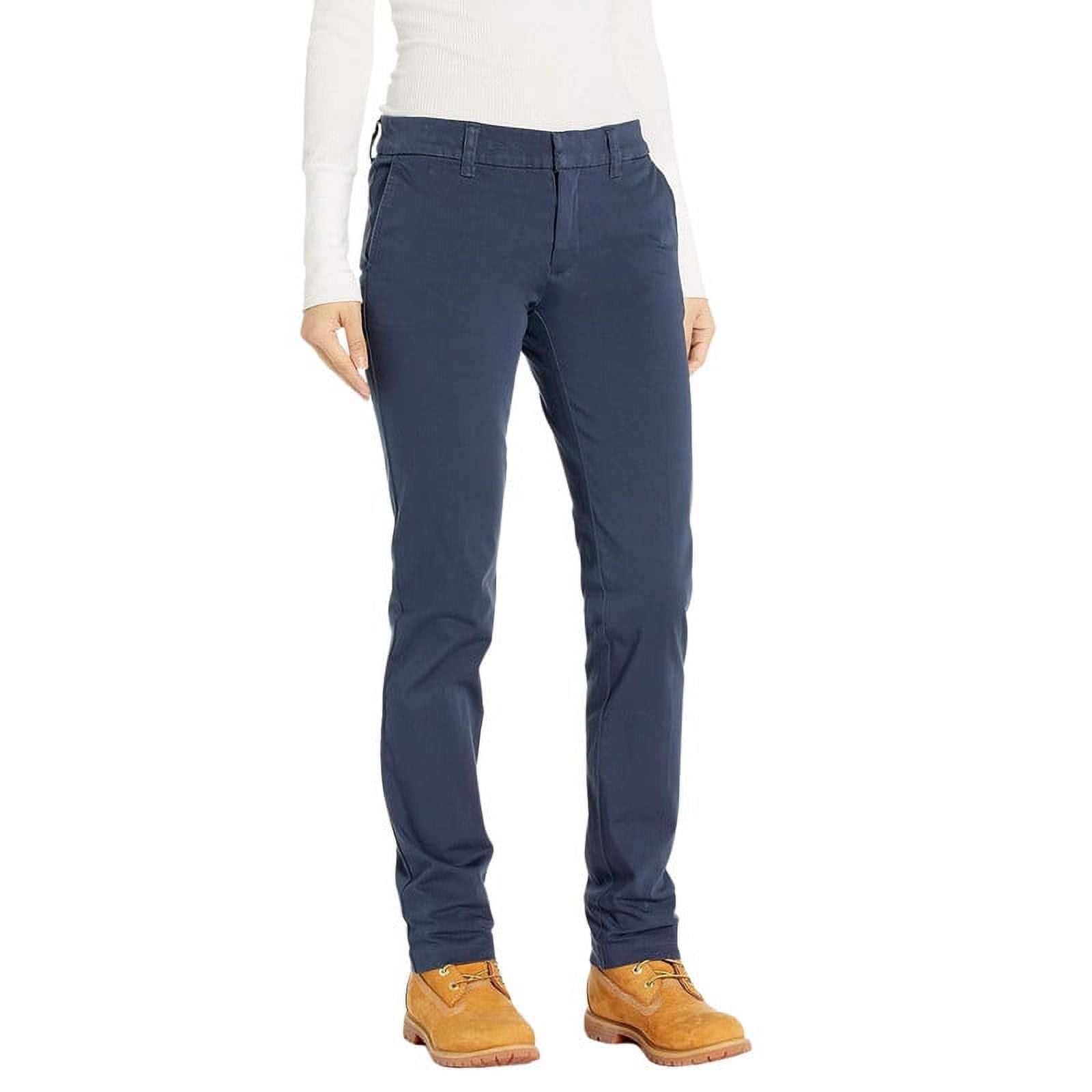 Dickies Women's Perfect Shape Straight Fit Pants, Rinsed Navy, 10