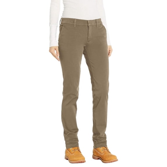 Dickies Women's Perfect Shape Straight Fit Pants, Rinsed Oxford Stone, 8