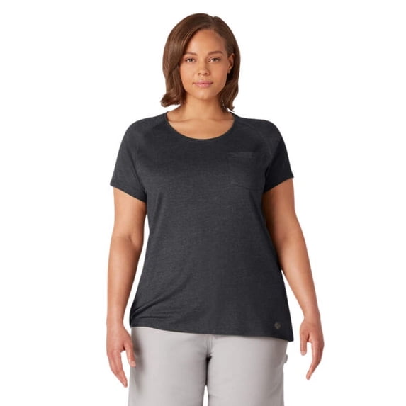 Dickies Women's Plus Cooling Short Sleeve Pocket T-Shirt, Black, 2PS